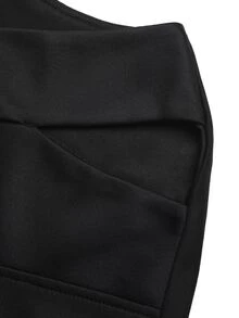 LUMIGAL Women's Solid Color Cutout Design Lace Hem Loose Fit Dress - Black - View 3