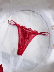 Crystal Vow Sexy Lace Patchwork Front Closure Women's Lingerie Set 2pcs - Burgundy - View 6