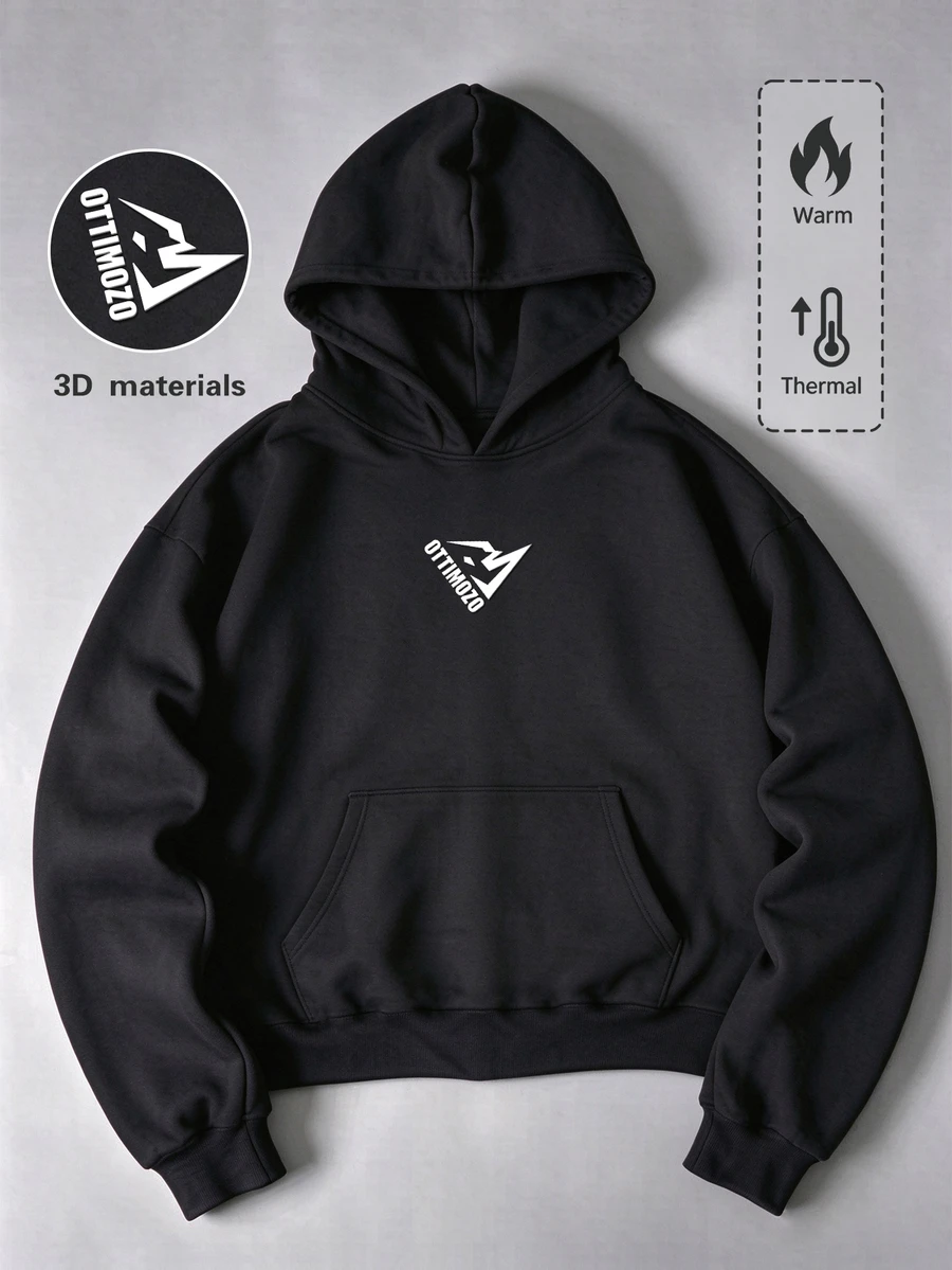 Gym Rark Men's Letter & Geometric Print Long Sleeve Sports Sweatshirt - Black - View 1