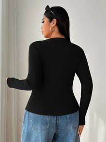 SHEIN EZwear 女款保暖修身圓領長袖T恤 3件組 秋季 - 彩色 - 查看 2