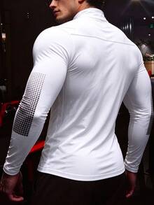 GymBeat Men's Geometric Print Long Sleeve Sports Jacket - White - View 2