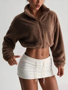 Sirith 1pc Women's Brown Thermal Lined Jacket - Coffee Brown - View 4