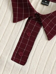 Manfinity Homme 男士秋冬針織毛衣 Polo 領長袖套頭衫 修身版型 2合1 - 杏色 - 查看 8