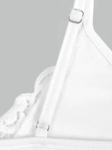 SHEIN LUNE 大尺碼蕾絲拼接純色細肩帶背心 2 件組 - 黑與白 - 查看 6