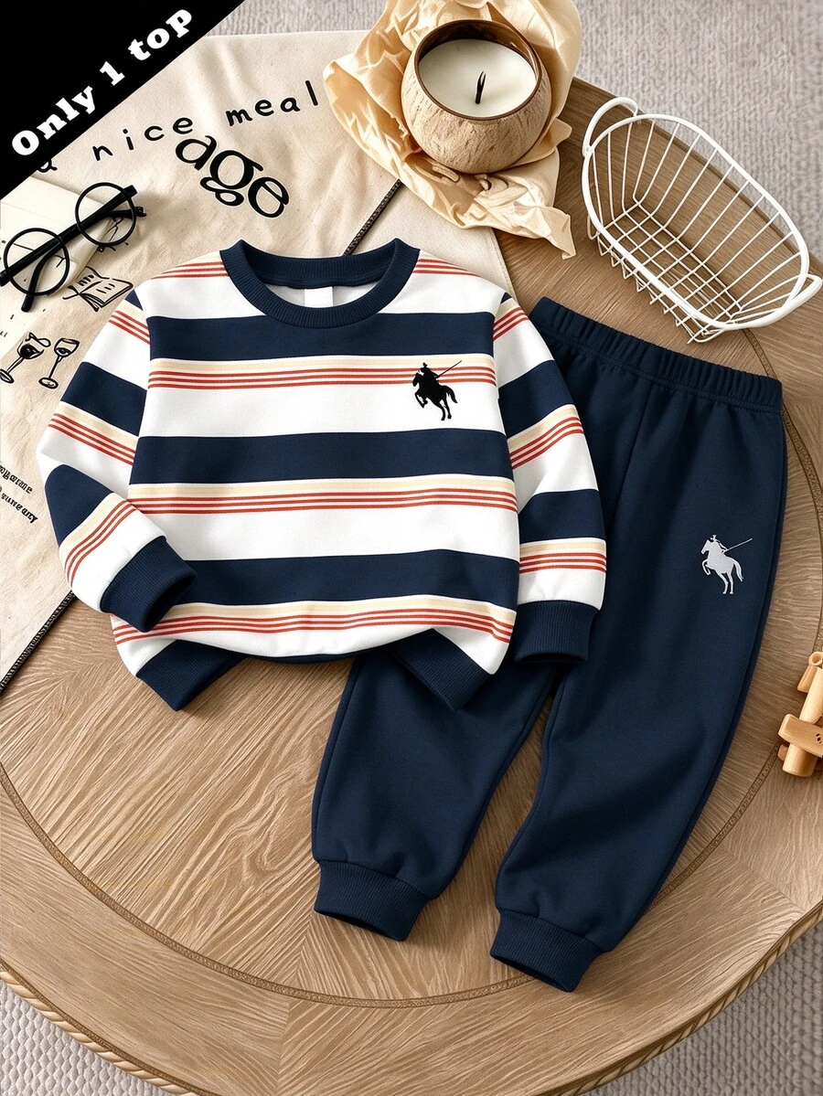 Young Boy Casual Versatile Solid Color Long Sleeve Crew Neck Sweatshirt - Multicolor - View 1