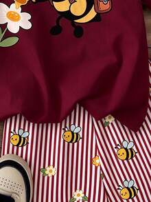 Setelan 2 Potong Atasan Lengan Pendek dan Celana Pendek Motif Kartun Minimalis Kasual untuk Remaja Perempuan, Cocok untuk Remaja Perempuan - MultiWarna - View 7