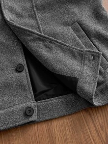 SWAVVY Men's Woven Fashion Casual Loose Long Sleeve Zip-Up Shirt - Light Grey - View 7