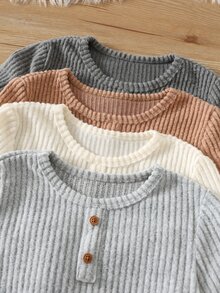 SHEIN 4件組兒童小男孩小女孩秋冬休閒圓領T恤上衣 基本款多件組上衣 - 彩色 - 查看 6