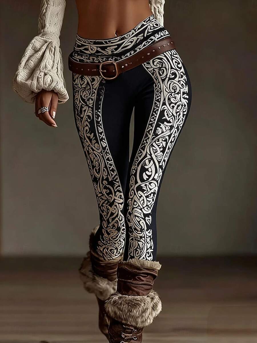 SHEIN LUNE Women's High-Waisted Halloween-Print Leggings, Stylish And Comfortable, Suitable For Everyday Wear - Multicolor - View 1
