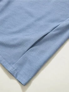 TaskEZ Light Blue Long Sleeve Small Stand Collar Top, Zipper Half-Open Front, Cuffed Sleeves, Mid-Length Loose Fit With Multiple Pockets, Soft Comfortable Slightly Elastic Fabric, Women's Scrub Uniform Top - Blue - View 7