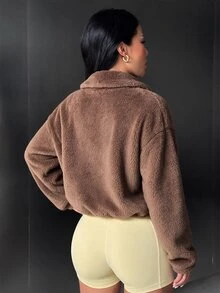 Sirith 1pc Women's Brown Thermal Lined Jacket - Coffee Brown - View 2