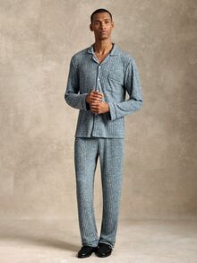 EverLounge Men's Single-Breasted Long Sleeve Top And Pants Casual Daily Homewear Set - Multicolor - View 6