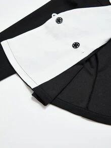 Miaspire Set Jaket dan Rok Dekorasi Bunga 3D untuk Wanita Paruh Baya dan Lansia - Hitam - View 6