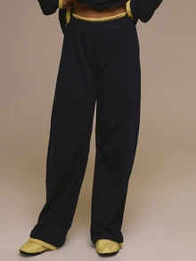 MUSERA Double Layered Loose Fit Elasticated Waist Jogger Autumn Fall Christmas Cute Holiday Alpine Drift - Navy Blue - View 2