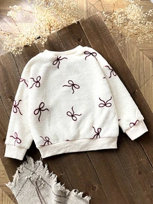 Young Girl Young Girl Young Girl Knit Solid Color Round Neck Loose Casual Autumn Winter Sweatshirt Set - White - View 8