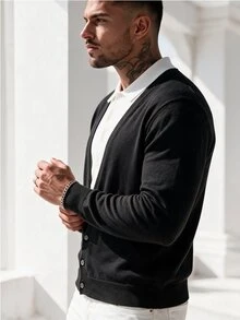 Manfinity Homme 男士拼色休閒日常穿搭開襟衫 - 彩色 - 查看 4