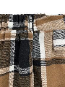 EMERY ROSE Plus Size Women's Autumn/Winter Fashion Casual Daily All-Match Versatile Khaki Large Grid Mini Skirt Fall - Multicolor - View 6