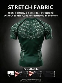 Gym Rark Men's Spider Print Raglan Short Sleeve Sports T-Shirt, Gym - Multicolor - View 2