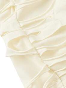 ROMWE Goth Women's Stand Collar Casual Versatile Daily Wear Top - Beige - View 4