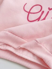 SHEIN 女嬰針織秋冬字母圖案長袖衛衣與彈性腰長褲2件套 - 淺粉色 - 查看 5