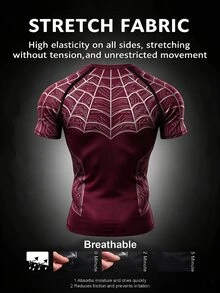 Gym Rark Men's Spider Print Raglan Short Sleeve Sports T-Shirt, Gym - Multicolor - View 2