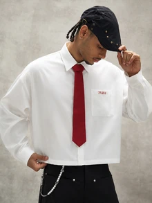PAVTROS Men's Plus Size Minimalist Long Sleeve Pocket Shirt - White - View 4