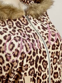 SHEIN ICON Plus Size Women's Plush Patchwork Leopard Print Casual Daily Sweatshirt - Multicolor - View 9