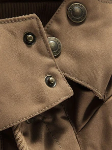 Manfinity Homme Jaket Katun Empuk Berkerudung Panjang Sedang untuk Pria - Khaki - View 4
