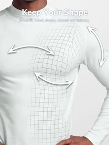 TekDrob Kaos lengan panjang model kerah tinggi dengan perlindungan UV dan kompresi elastis 4 arah, memberikan sensasi sejuk. - Putih - View 3