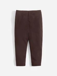 Baby Girl  Elastic Waist Solid Woven School Breathable Relaxed Easy-Care Soft Bold Chic Cool Fresh Cozy Free Flowy Girls Pants - Brown - View 3