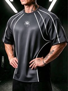 GymBeat Men's Spider Print Short Sleeve Casual Fitness Sports T-Shirt, Gym - Multicolor - View 1
