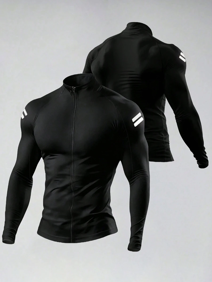 Gym Rark Men's Colorblock Casual Daily Travel Sports Jacket - Black - View 1