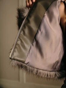MOTF PREMIUM WOMEN'S SOLID COLOR CASUAL VERSATILE WINTER FAUX FUR COAT - Grey - View 7