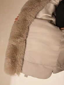 Glamine Abrigo acolchado de invierno con capucha desmontable y puños acanalados largos - Albaricoque - Ver 8