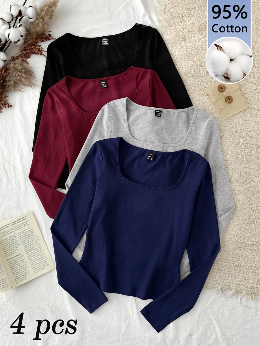 Tseoso 4PCS Women T-Shirts - Multicolor - View 1