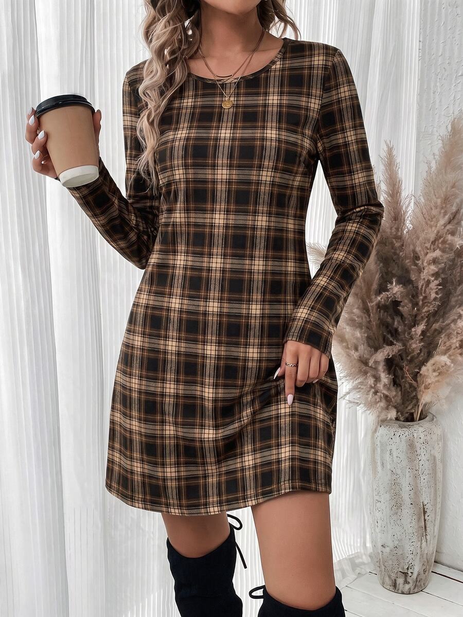 SHEIN LUNE Women's Plaid Casual Daily Summer Dress - Multicolor - View 1