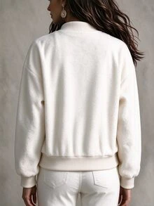 LUMIGAL Women's Autumn Baseball Collar Frog Button Design Long Sleeve Casual Jacket - Multicolor - View 2