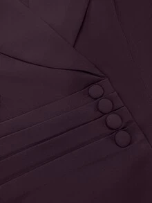 SHEIN Glamour Setelan Blazer dan Celana Panjang Lengan Panjang Kancing Elegan untuk Wanita - Coklat - View 7