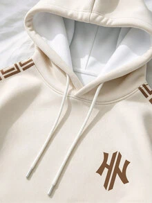 Manfinity Hypemode طقم هودي وبنطلون رياضي قطعتين للرجال، بنمط هندسي جانبي، ViralFit، EverydayFit، StreetwearVibes، ملابس رياضية بأسلوب الشارع - متعدد الألوان - مشاهدة 3