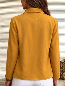 Zayélia Fashionable New Autumn/Winter Casual Long Sleeve Button Decor Women's Shirt - Yellow - View 2
