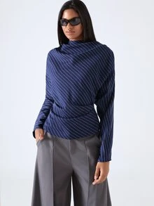 LYSMO Women's Striped Colorblock Long Sleeve Pleated Blouse Office Work Smart Casual Business Casual Winter Outfit For Women - Multicolor - View 4