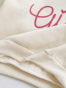 SHEIN 女嬰針織秋冬字母圖案長袖衛衣與鬆緊腰長褲 2件套 - 米色 - 查看 5