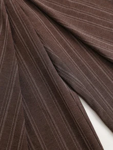 Sweetra Striped Loose Straight Leg Women's Commuter Suit Pants - Brown - View 5
