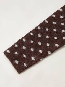 LUMIGAL Winter Clothes Fashionable Minimalist Versatile Slim Fit Brown & White Polka Dot Long Sleeve Cropped Top - Brown - View 5