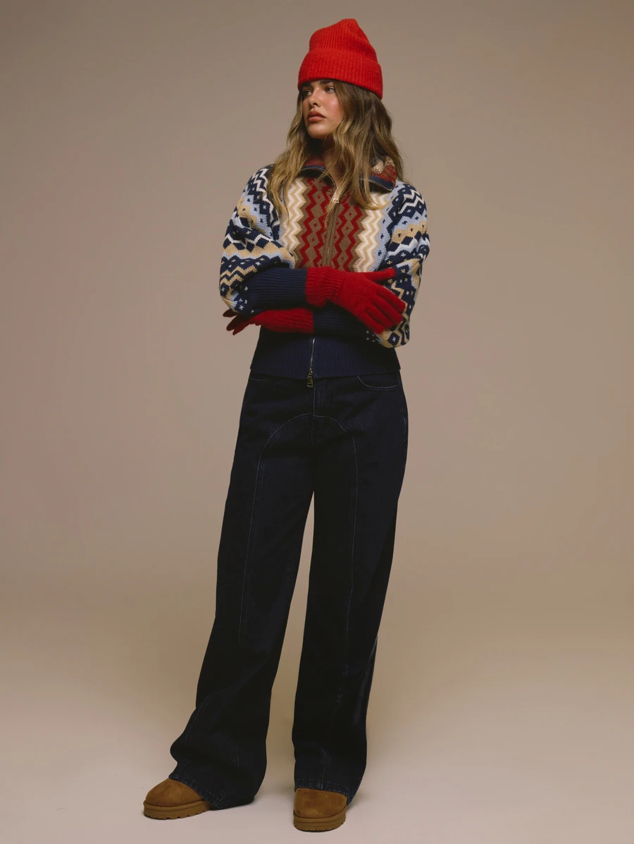 MUSERA Panelled Stitched Detail Low Rise Loose Fit Denim Jean Autumn ...