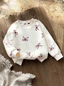 Young Girl Young Girl Young Girl Knit Solid Color Round Neck Loose Casual Autumn Winter Sweatshirt Set - White - View 7
