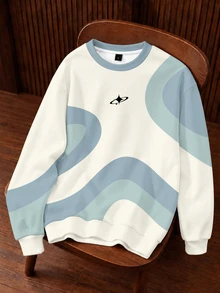 Daypath Men's Regular Fit Crew Neck Pullover Sweatshirt With Thermal Lining, Dopamine Sweatshirt - Blue - View 1