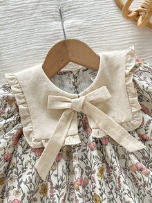 SHEIN 女嬰編織拼色花卉彼得潘領休閒洋裝 - 彩色 - 查看 3