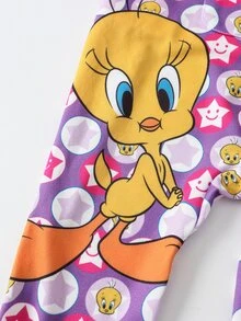 LOONEY TUNES X SHEIN Baby Girl Cartoon Print Jumpsuit - Pink - View 7