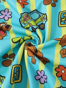 SCOOBY-DOO X SHEIN Women's Striped Camisole Top And Ruched Waist Shorts Pajama Set SCOOBY-DOO - Multicolor - View 8